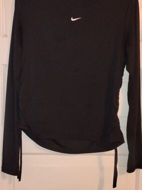 Nike Black Long-Sleeve Side-Tie Logo Top